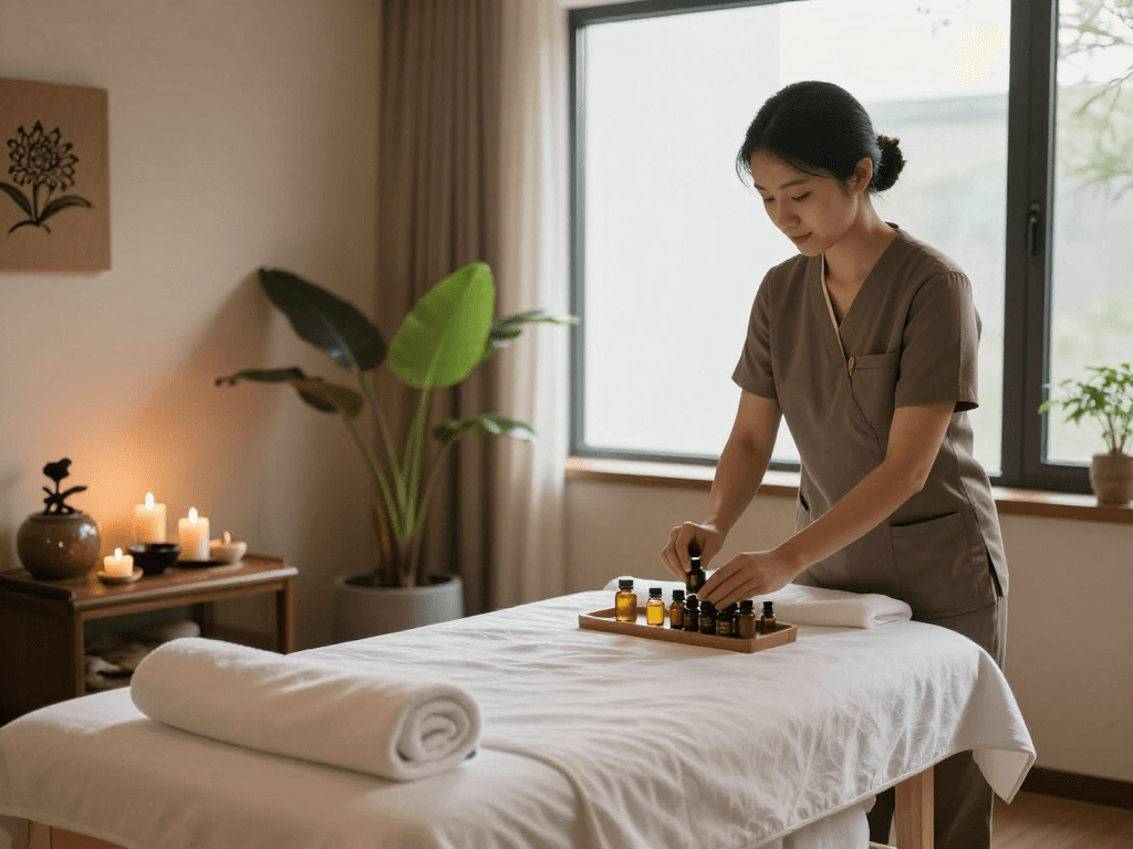 mantra88 login for a luxurious massage therapy session in a serene spa treatment room setting.
