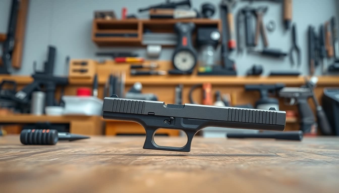 Inspect the glock 19 gen 5 slide showing detailed craftsmanship and sleek design.
