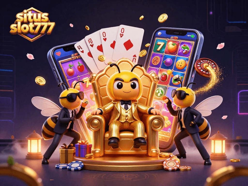 Experience big wins at situs slot777 with vibrant slot games and engaging characters in a 3D illustration.