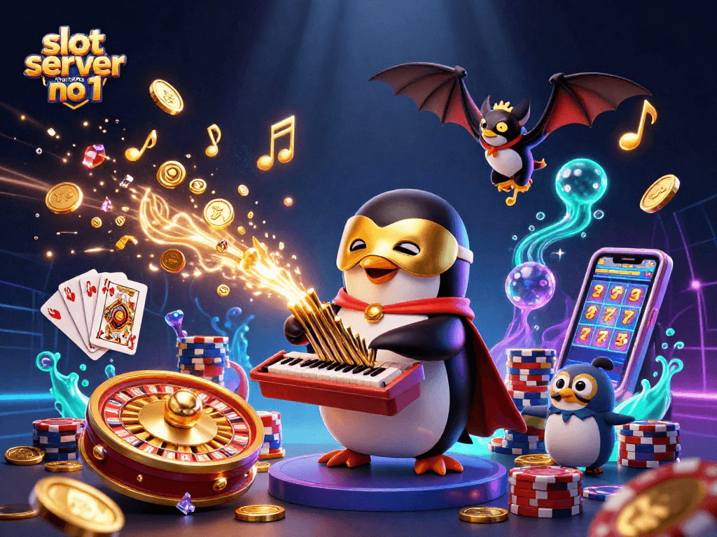 Experience the thrill of the slot server thailand no 1 with immersive casino elements in a vibrant 3D illustration.
