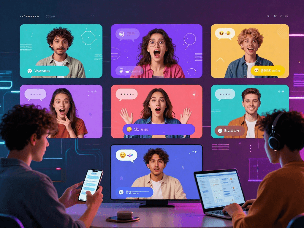An engaging scene of users interacting with a spicy chat AI in a vibrant digital chat environment.