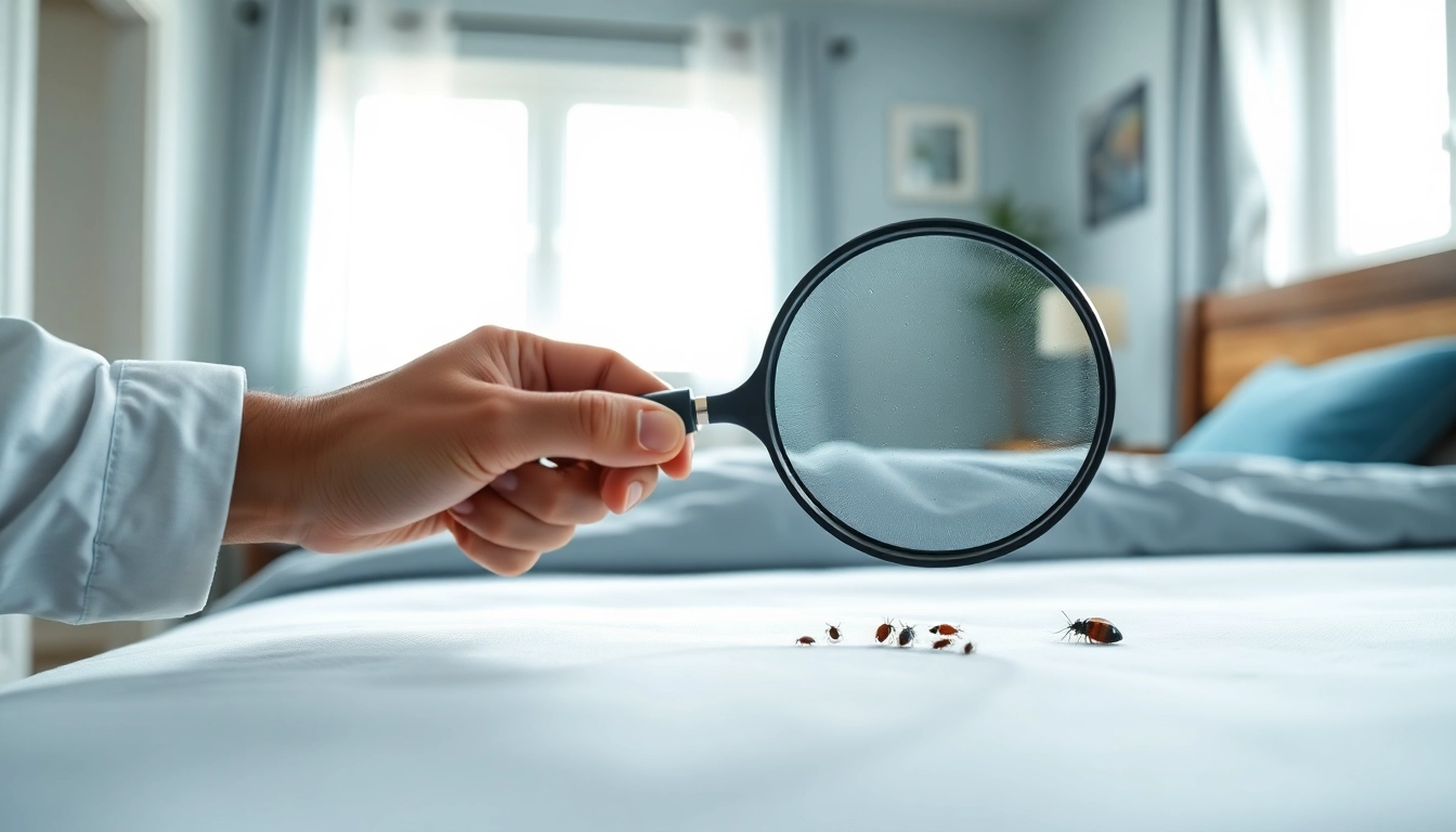 Engaging visual of a bed bug control expert inspecting a mattress for infestations.