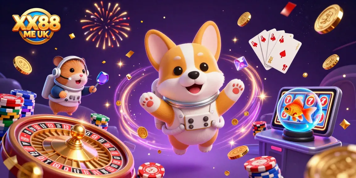 Experience thrilling fun at XX88 ME UK with vibrant casino characters in a dynamic gaming scene.