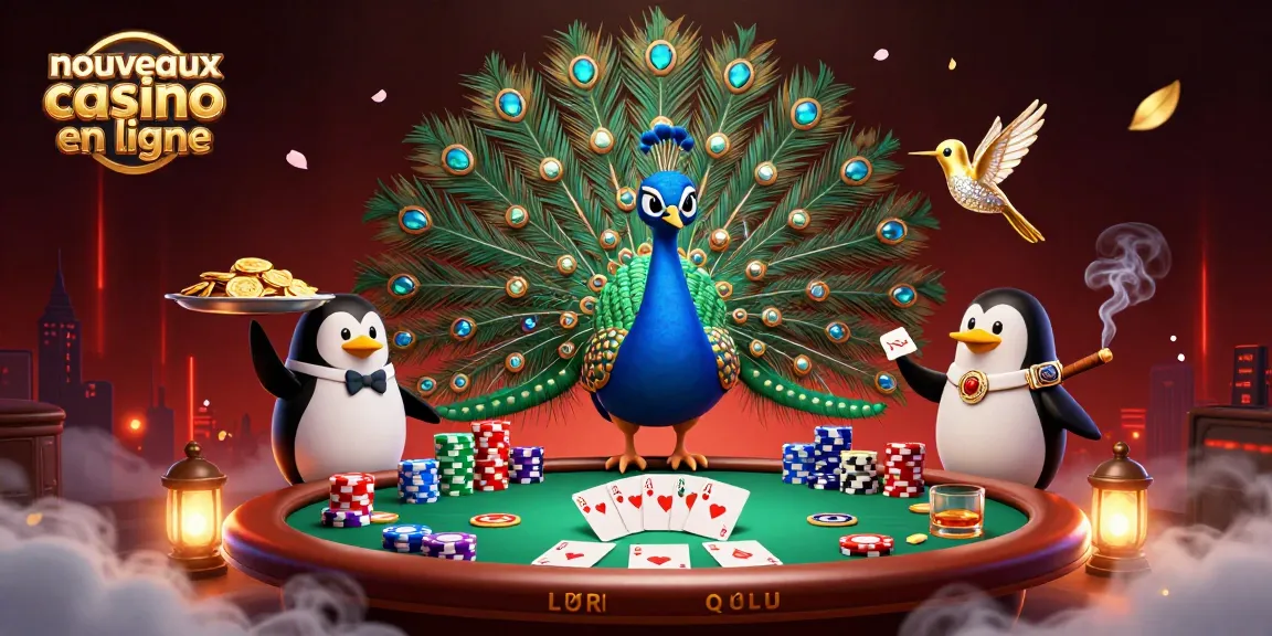 Découvrez des jeux de poker captivants dans les nouveaux casinos en ligne avec un paon aristocratique.
