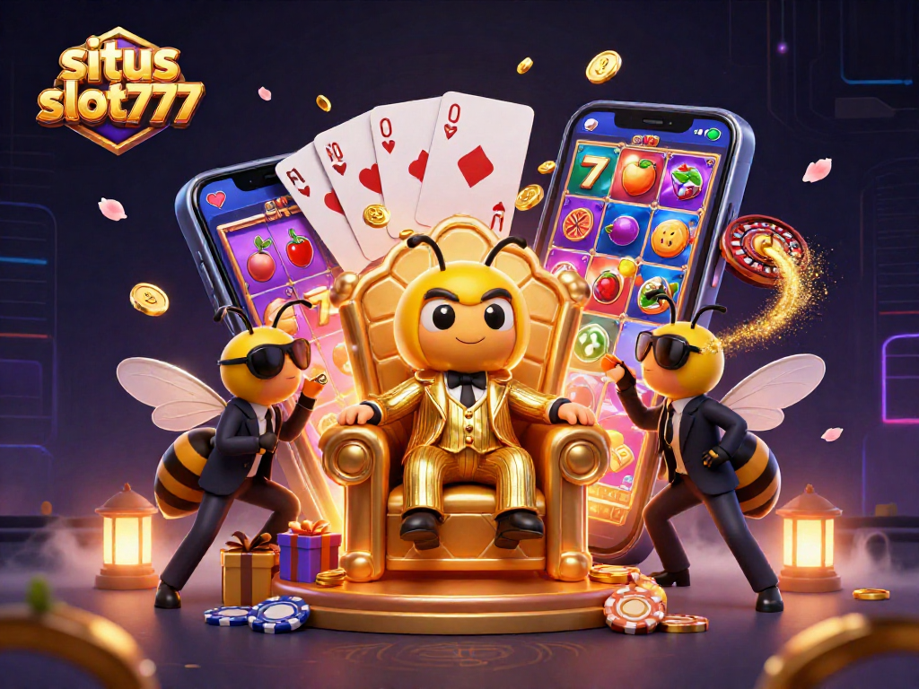 Experience big wins at situs slot777 with vibrant slot games and engaging characters in a 3D illustration.