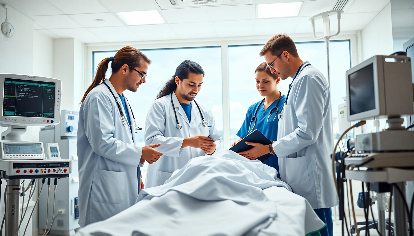 Healthcare professionals in action showcasing Emergency Hospital Services in a modern emergency room.