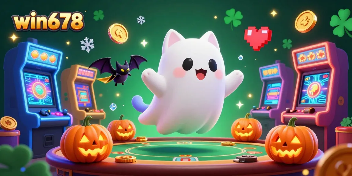 Experience thrilling wins and game excitement with win678's haunted casino illustration.
