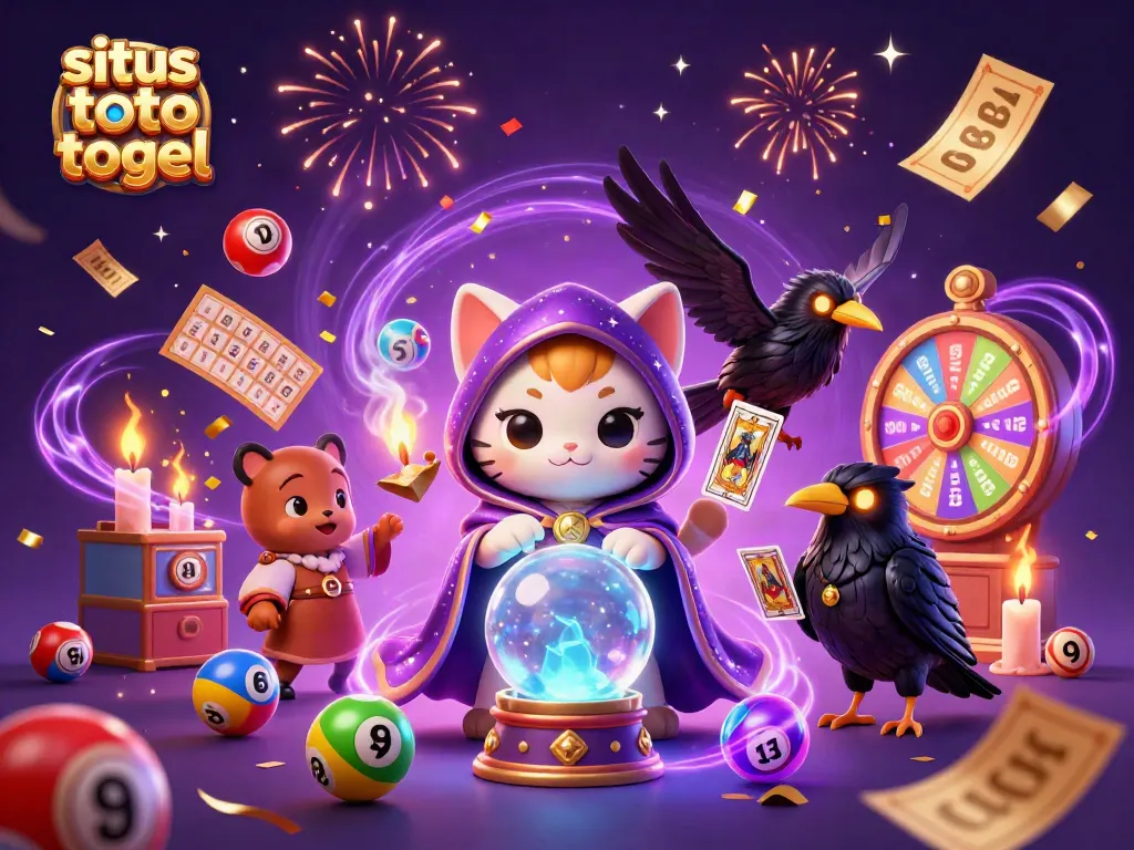 Bermain situs toto togel dengan ilusi mistis dan bola lotere berwarna yang dinamis.