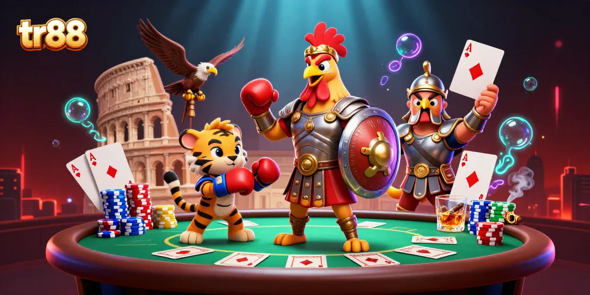 Experience thrilling gameplay with tr88 in a vibrant casino scene featuring animated characters and poker elements.