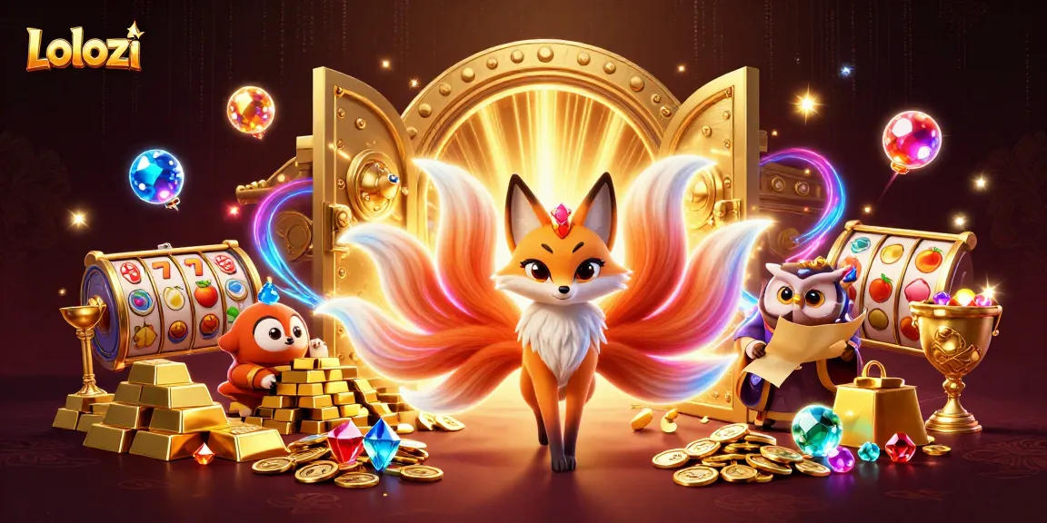 Lolozi inspires excitement with vibrant 3D illustration of a nine-tailed fox amidst a treasure-filled casino ambiance