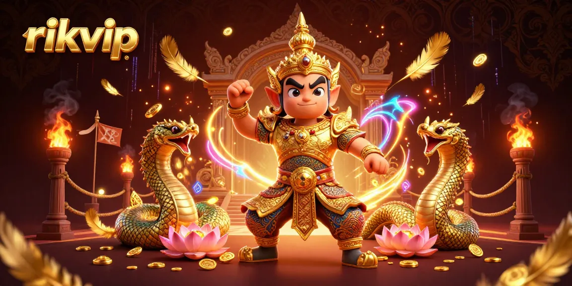 Experience thrilling gaming action at rikvip, featuring vibrant characters and exciting casino elements.