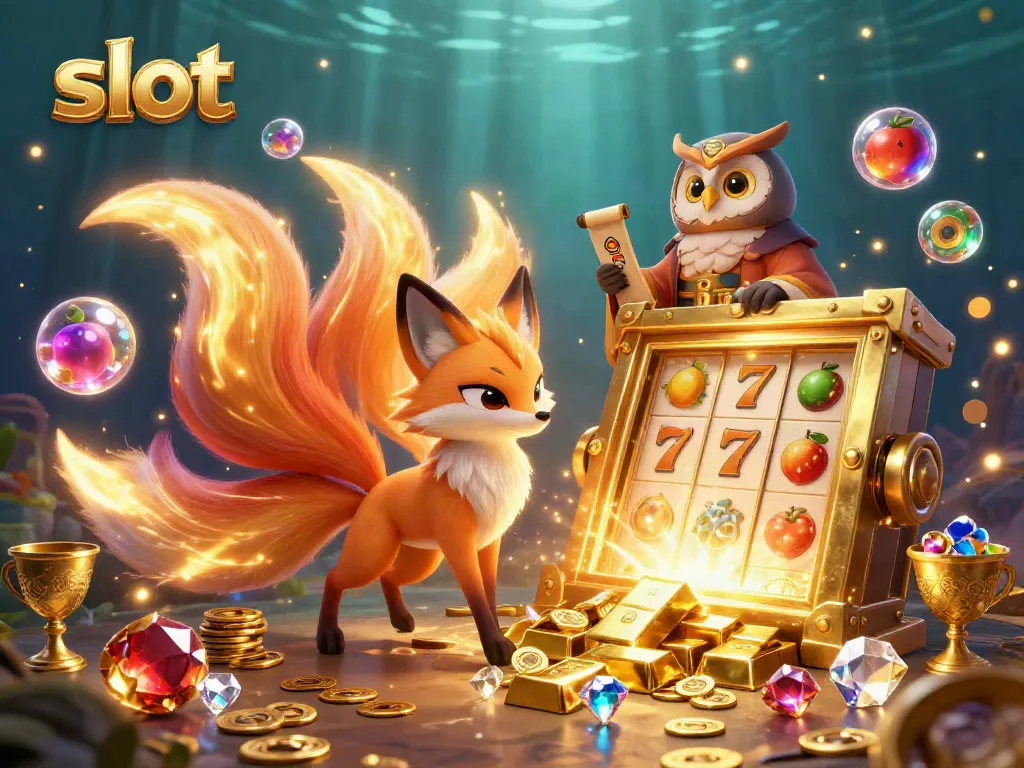 Slot yang menarik menampilkan karakter dan elemen kasino, menangkap suasana permainan.
