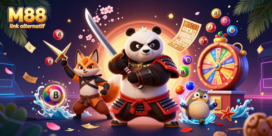 Engage with M88 link alternatif through a vibrant illustration of playful gambling elements.