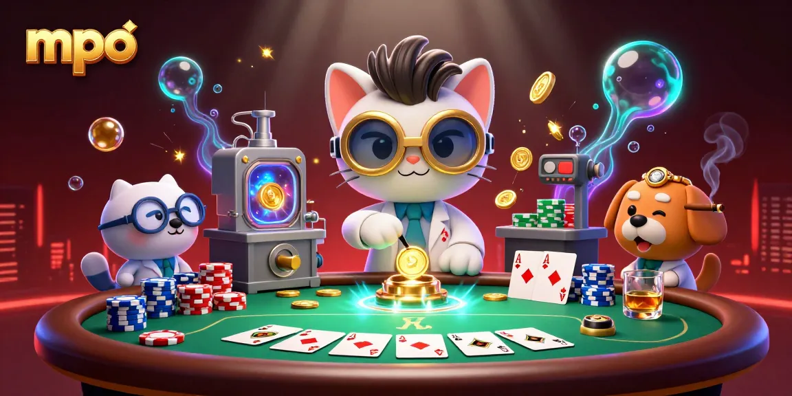 Engage in mpo online gaming with our vibrant casino scene featuring dynamic poker elements.