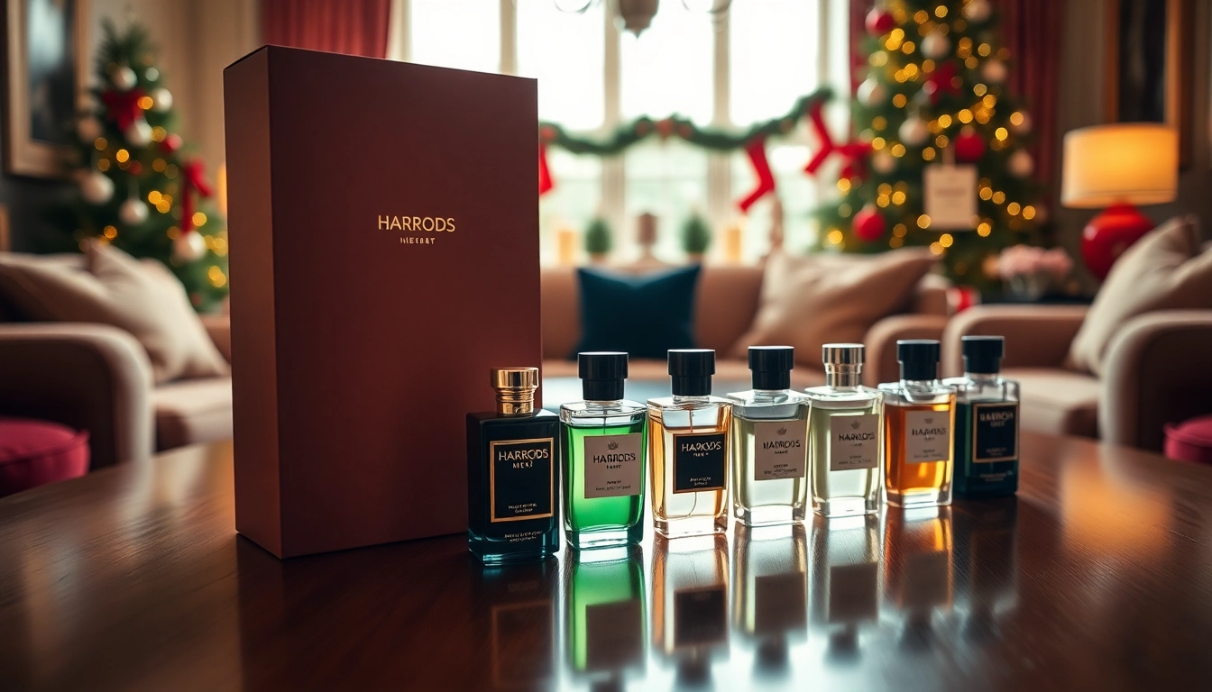 Explore the exquisite harrods men's advent calendar showcasing elegant fragrance bottles for the holiday season.