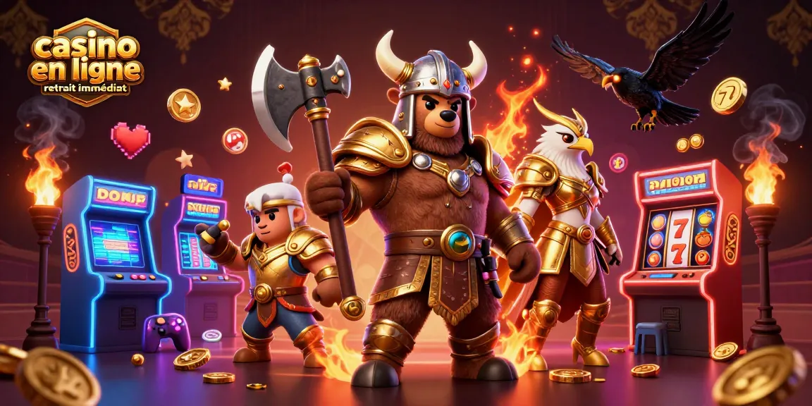 Jouez au casino en ligne retrait immédiat avec le Viking et l'aigle sur fond luxueux.