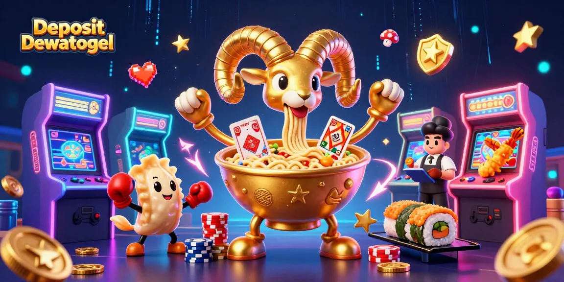 Deposit Dewatogel cartoon scene featuring playful characters and vibrant casino game elements, engaging gamblers with fun