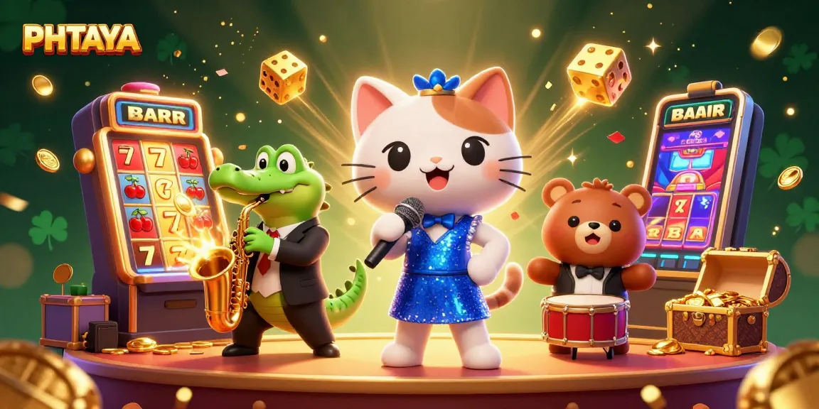 PHTAYA brings excitement with a vibrant casino scene featuring characters and dynamic game elements.