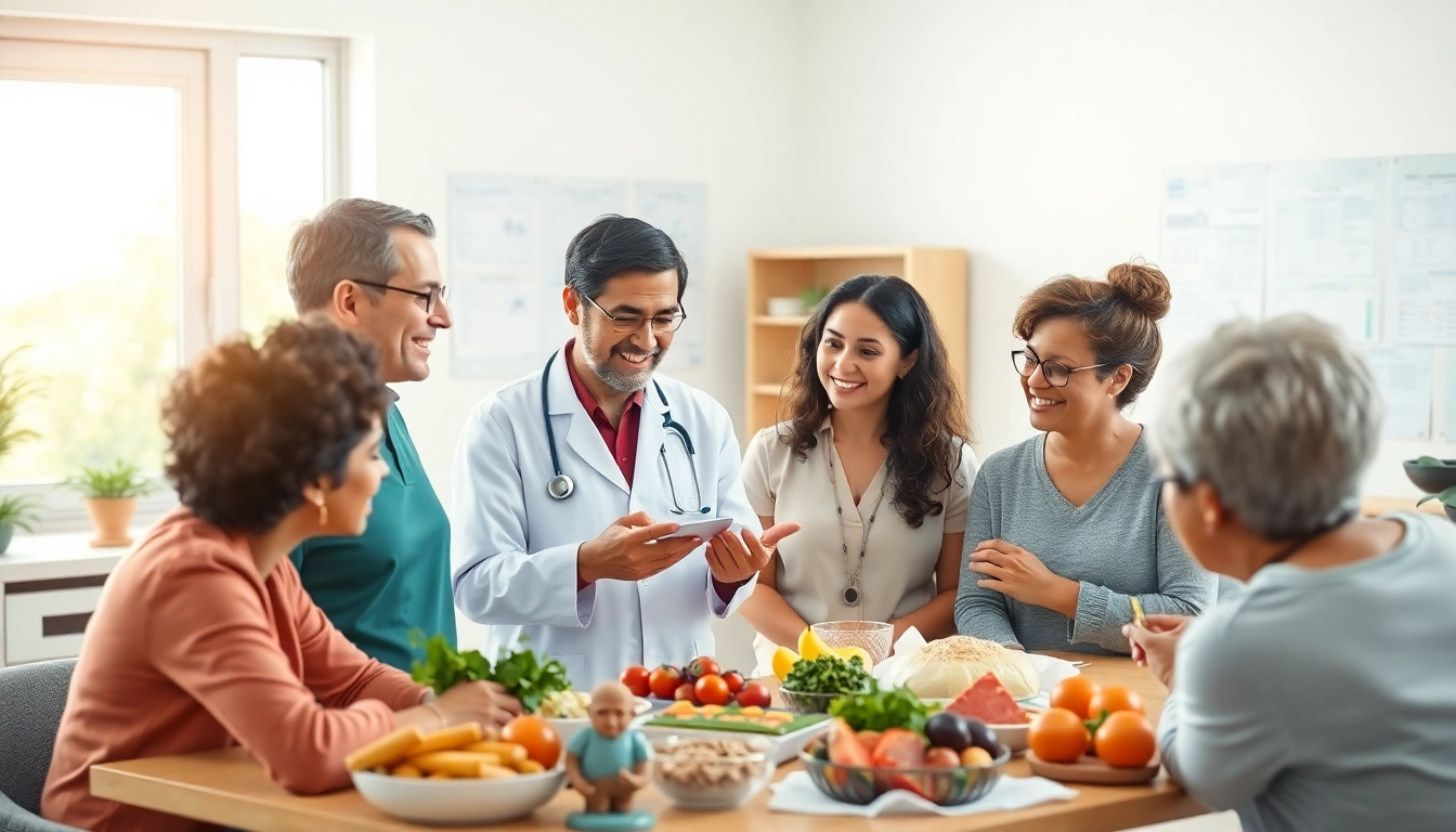 Individuals engaging in effective Diabetes Management under professional guidance in a healthcare setting.