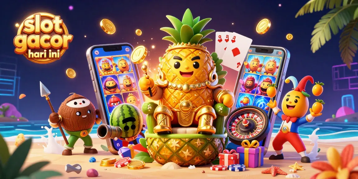 Menang besar dengan slot gacor hari ini—ilustrasi kasino dengan karakter kartun 3D unik.