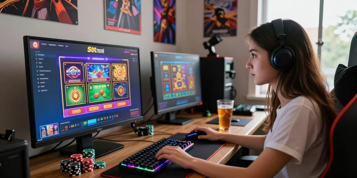 Engaged player exploring slot88 resmi with immersive gaming setup and vibrant graphics.