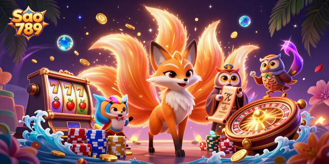 Experience the thrill of winning with Sao 789 in a vibrant, magical casino scene filled with luck and excitement.