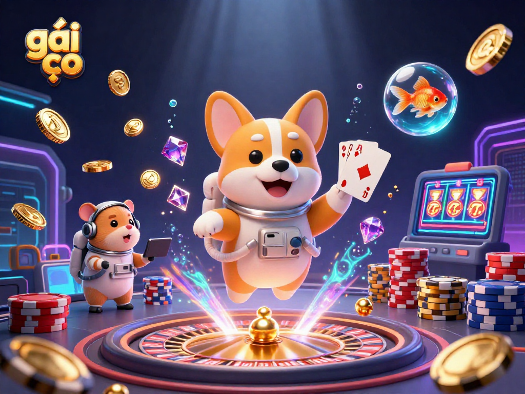 Experience high-stakes gaming with gái gọi's thrilling slots and casino action in this vibrant illustration.
