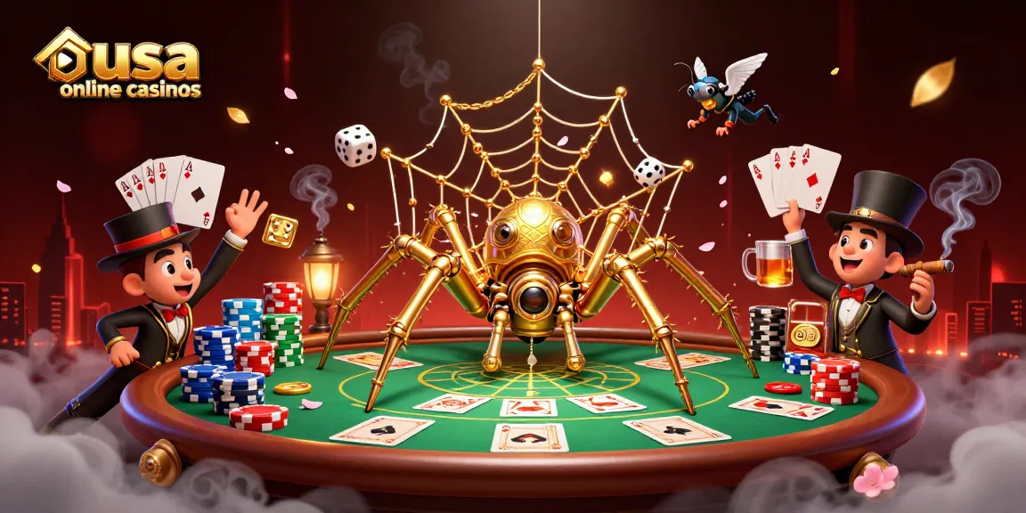Experience thrilling usa online casinos with a dynamic steampunk scene featuring captivating characters and poker elements.
