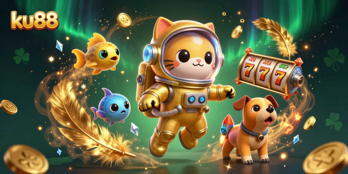 ku88 showcases a thrilling slot experience with vibrant characters and dynamic elements in a 3D illustration.