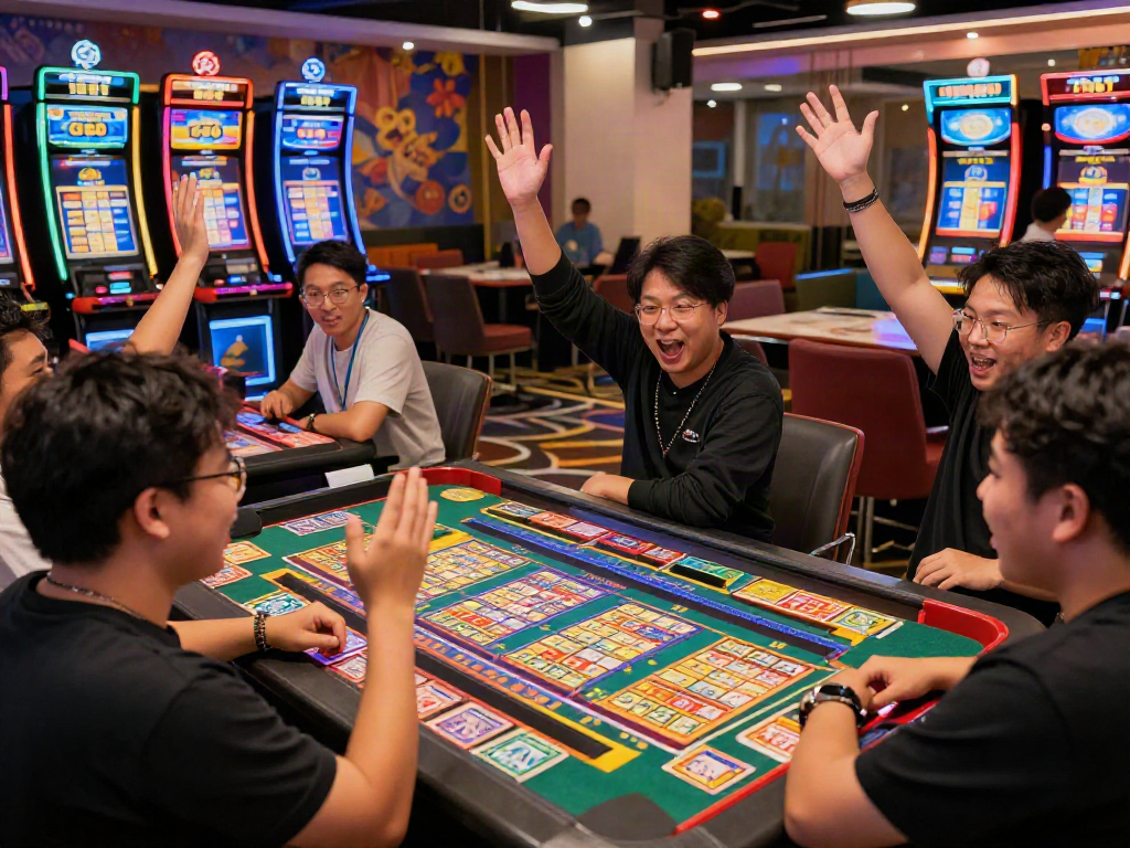 Exciting scene of players engaged in toto togel lottery gaming, showcasing vibrant atmosphere and community excitement.