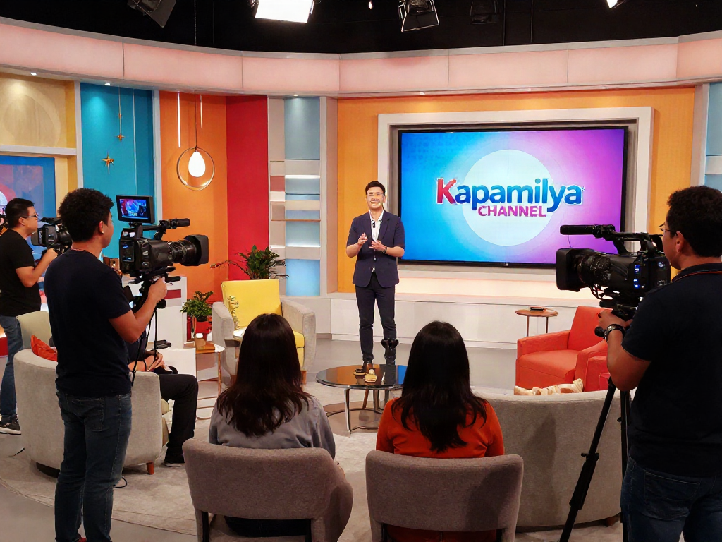 Energetic Kapamilya Channel studio scene showcasing a live show production with vibrant decor and engaged audience