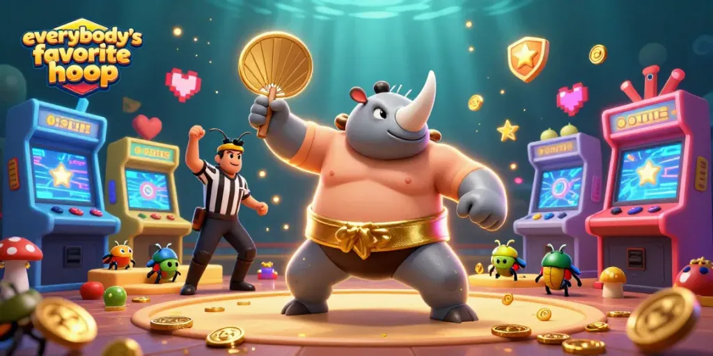 Experience the excitement of everybody's favorite hoop as golden coins fly in an engaging casino scene.