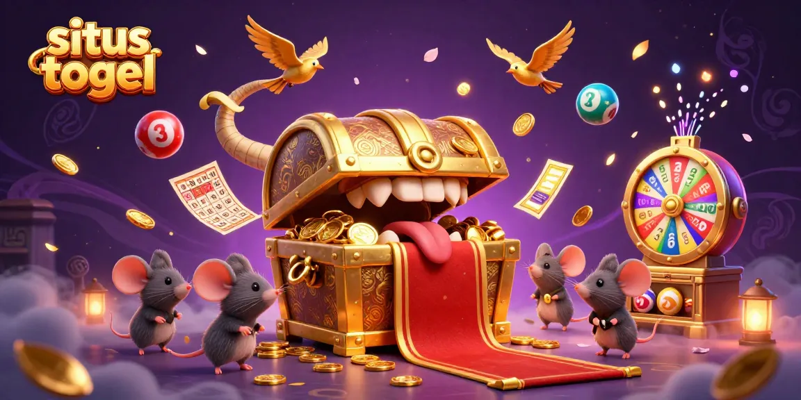 Situs togel lottery scene with a treasure chest and adventure elements, featuring vibrant game components.