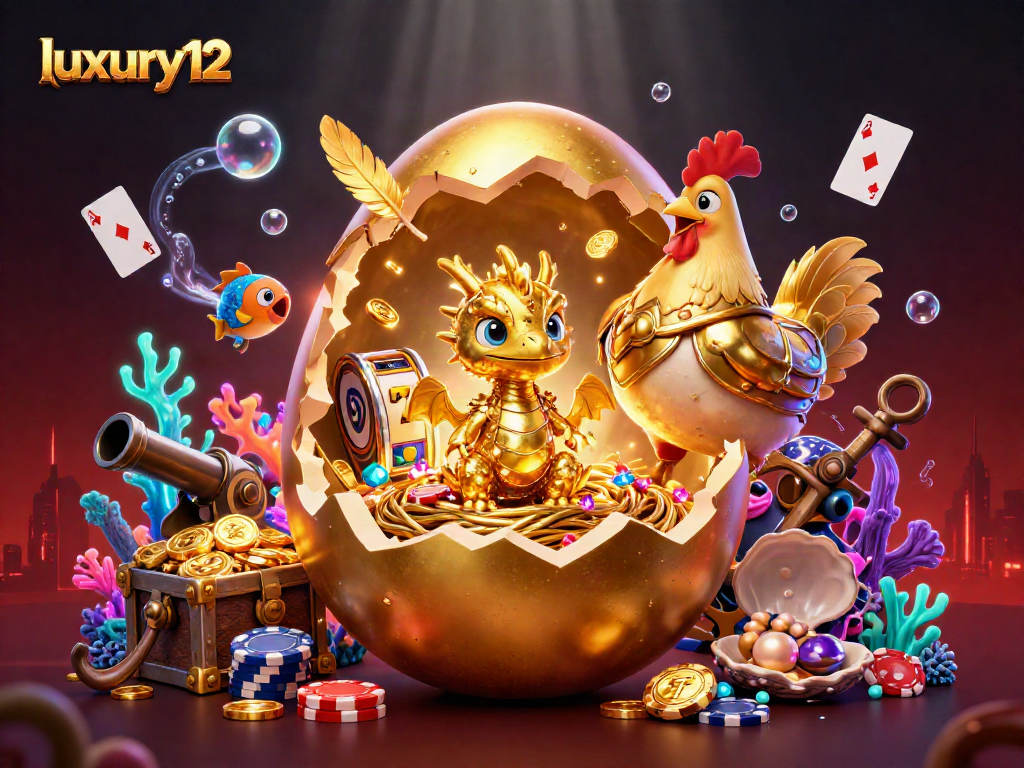 Memperkenalkan luxury12: visualisasi kasino yang menakjubkan dengan naga emas dan cip poker.