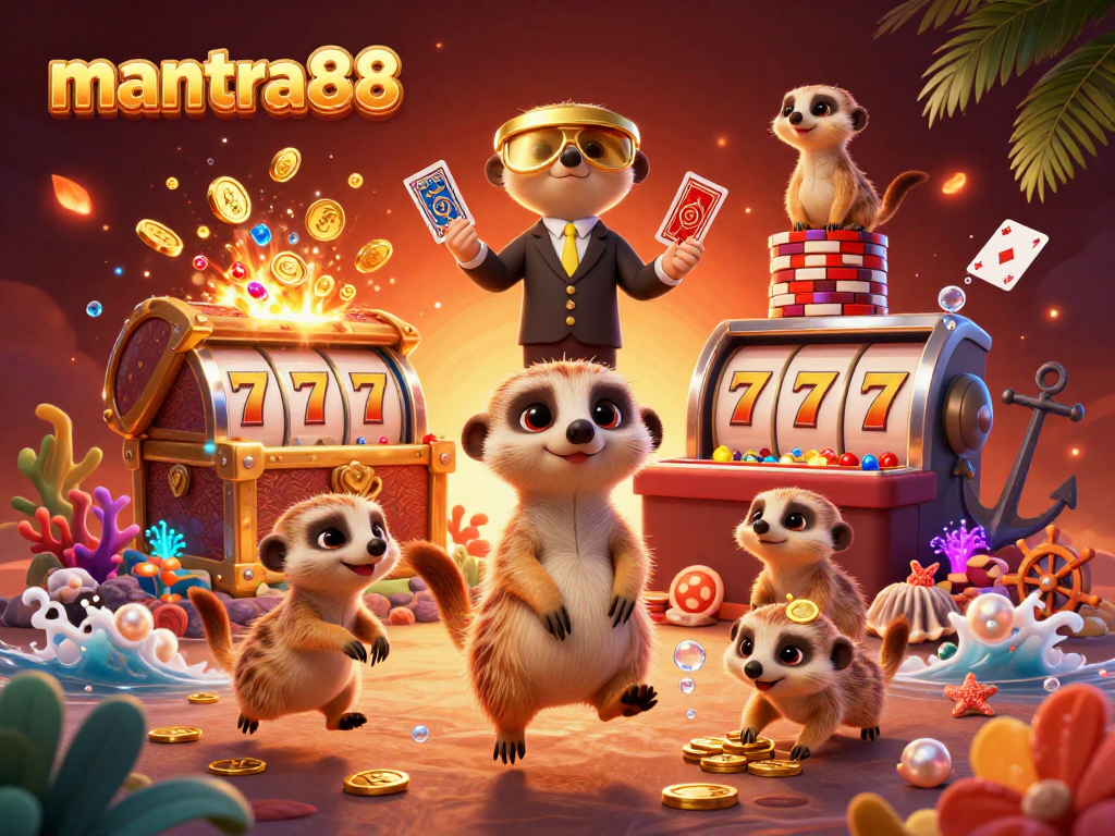 Experience the excitement at mantra88 with meerkats in a vibrant casino operation, filled with gold and gems.
