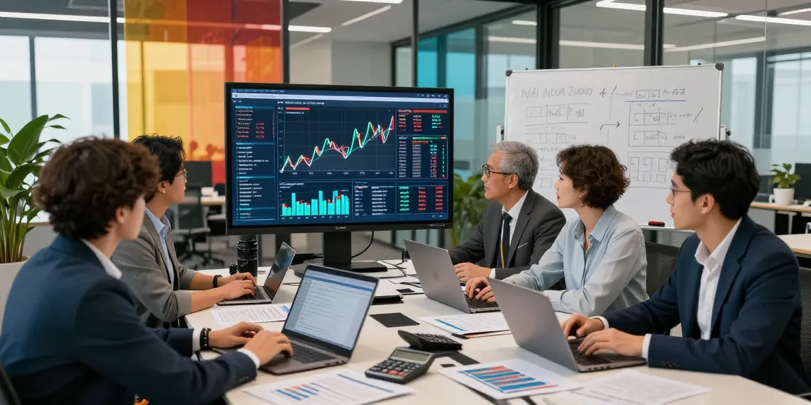NAGA2000 financial analysts collaborating in a modern office environment