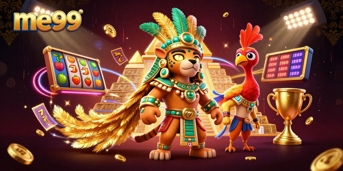 Engage with me99's thrilling slot games, showcasing vibrant reels and rich jackpot potential.
