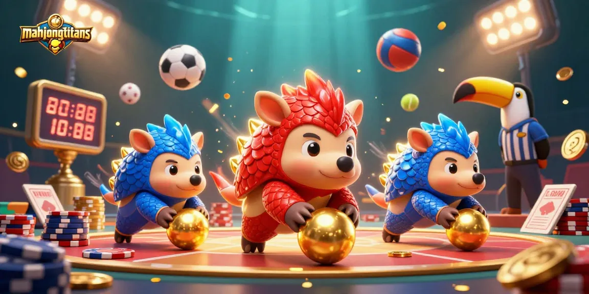 Engage in Mahjong Titans gameplay with vibrant pangolins and dynamic gambling elements displaying excitement.