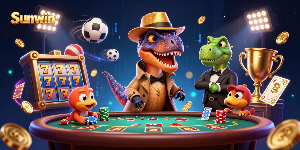 Sunwin card counter velociraptor at a blackjack table amid dynamic casino action.
