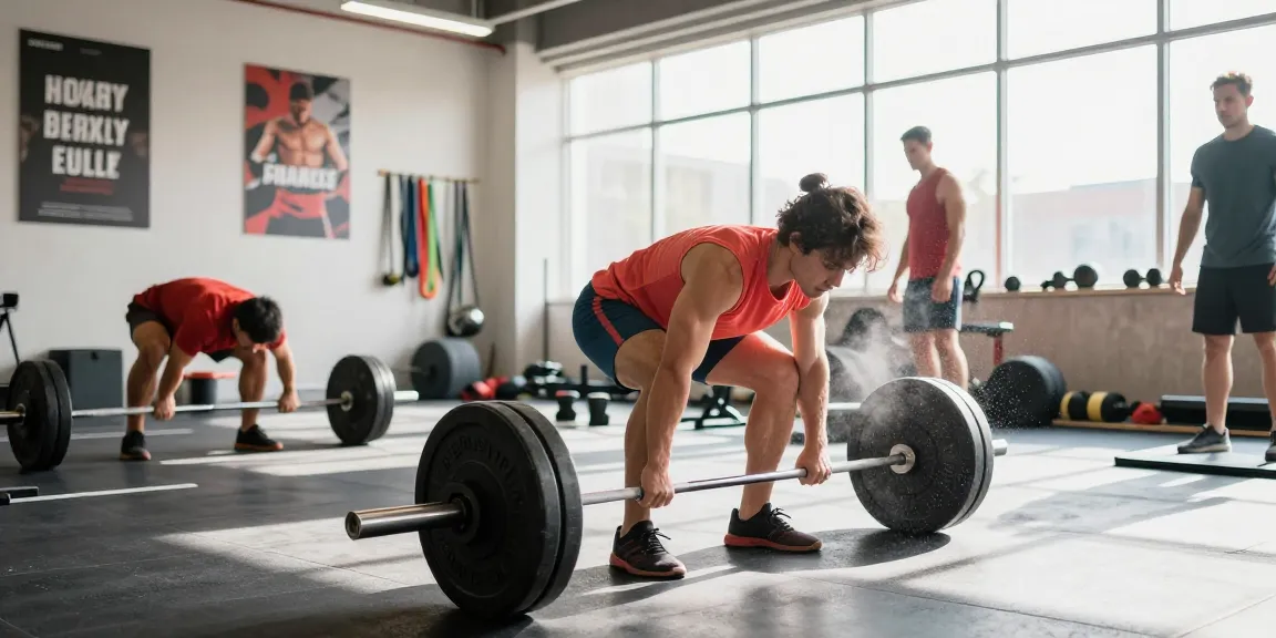 Akra Labs Steroidshop showcasing an athlete performing a deadlift in a vibrant gym environment, emphasizing fitness and strength training