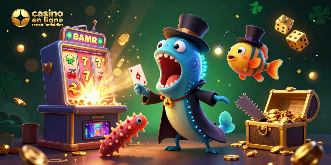 Un spectacle de magie de casino en ligne retrait immédiat avec une anguille et une poisson-lanterne captivants.