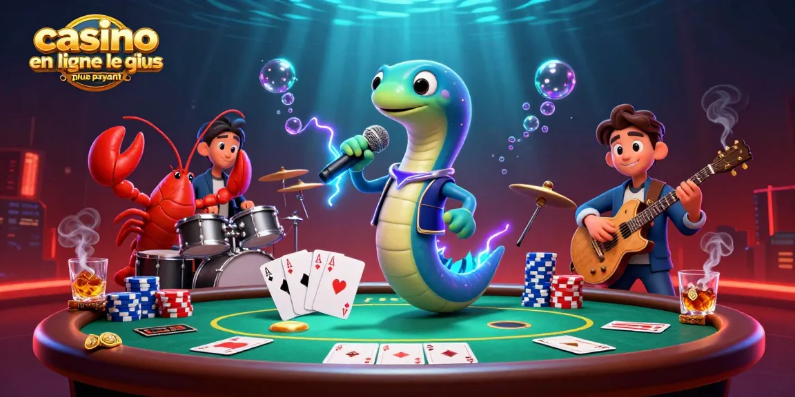 Illustration dynamique d'un casino en ligne le plus payant avec des personnages et des éléments de jeu sous-marins.