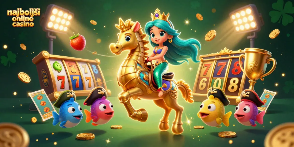 Najboljši online casino z 3D risanko, ki ponazarja srečne igraljske simbole in akcijo.